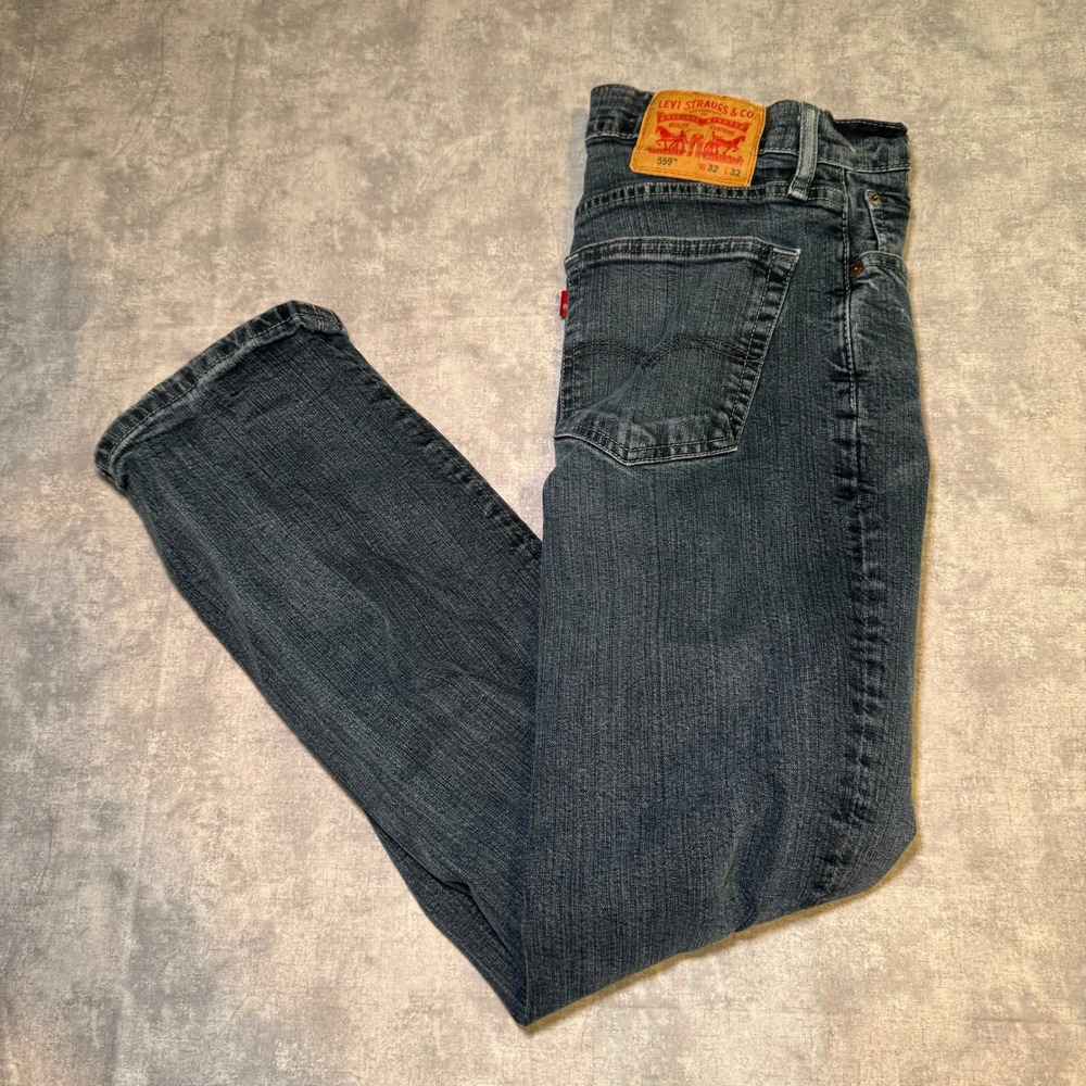 Levis 559 Relaxed Straight Jeans Mens 32x32 Dark Wash Blue Denim Classic Fit